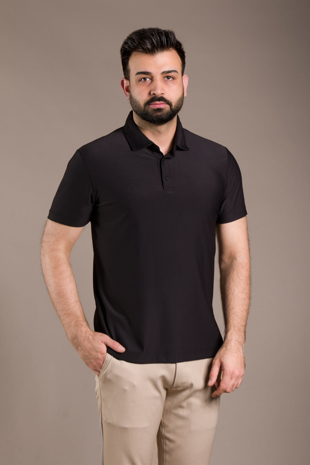 Polo Yaka T-Shirt Çizgi Detaylı