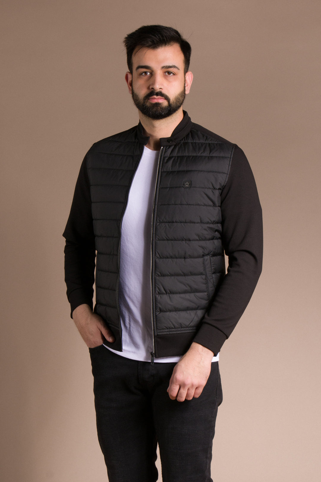 Dik Yaka Fermuarlı İnce Ceket