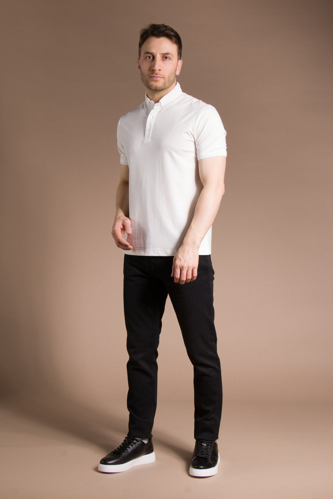 Triko Yakalı Düz Polo T-Shirt