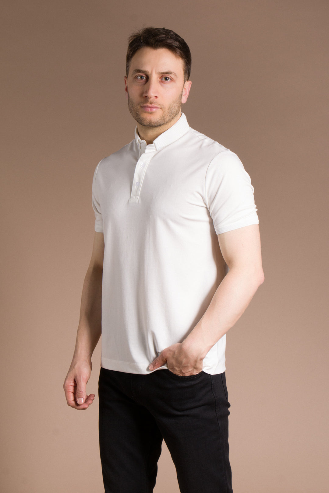 Triko Yakalı Düz Polo T-Shirt