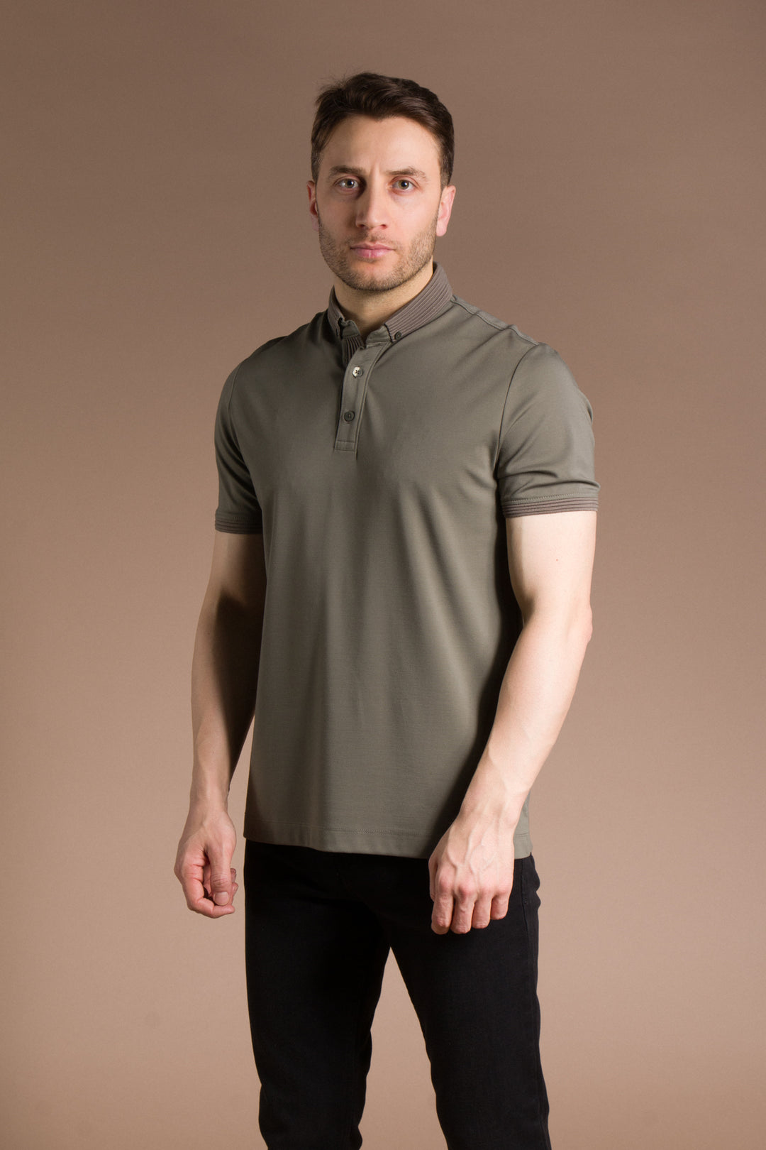 Triko Yakalı Düz Polo T-Shirt