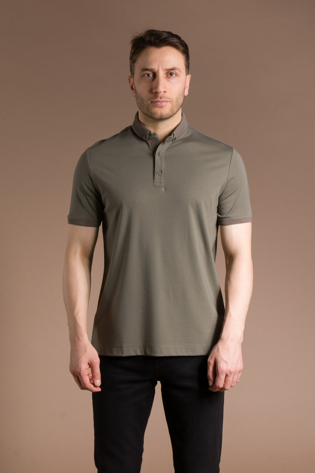Triko Yakalı Düz Polo T-Shirt