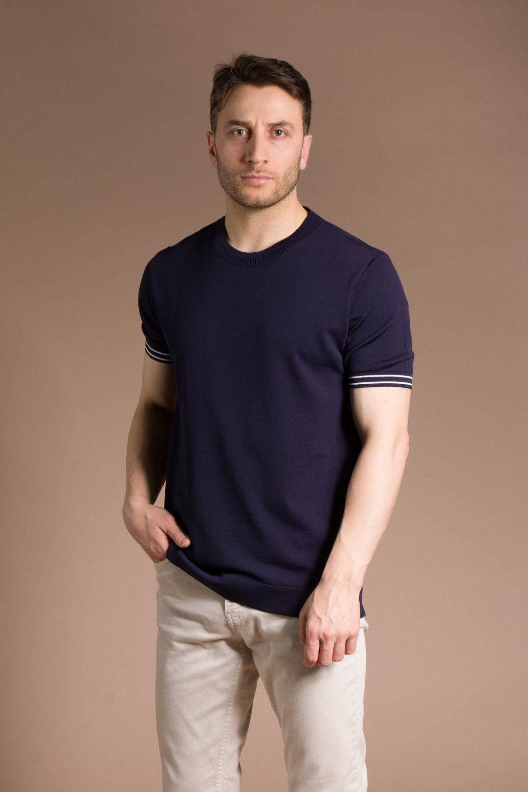 Yaka Detaylı Rayon Triko T-Shirt
