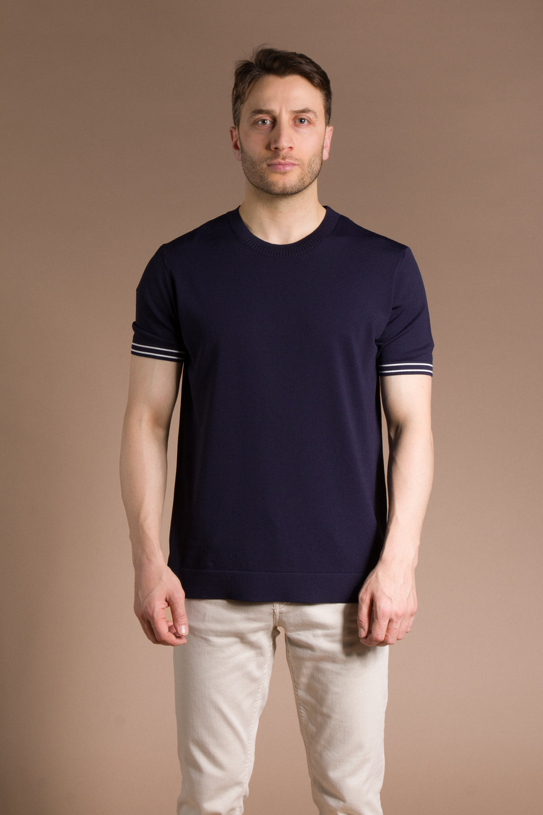 Yaka Detaylı Rayon Triko T-Shirt