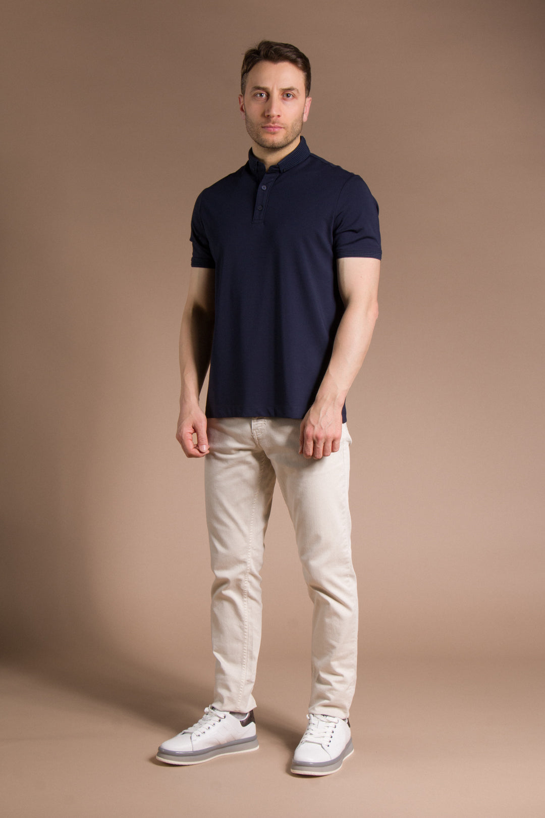 Triko Yakalı Düz Polo T-Shirt