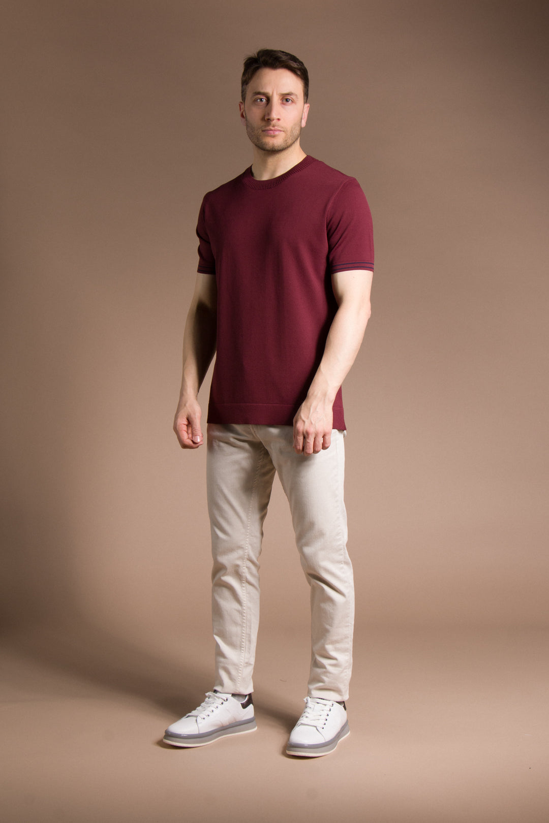 Yaka Detaylı Rayon Triko T-Shirt