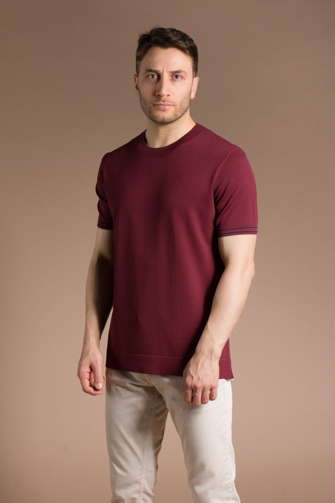Yaka Detaylı Rayon Triko T-Shirt