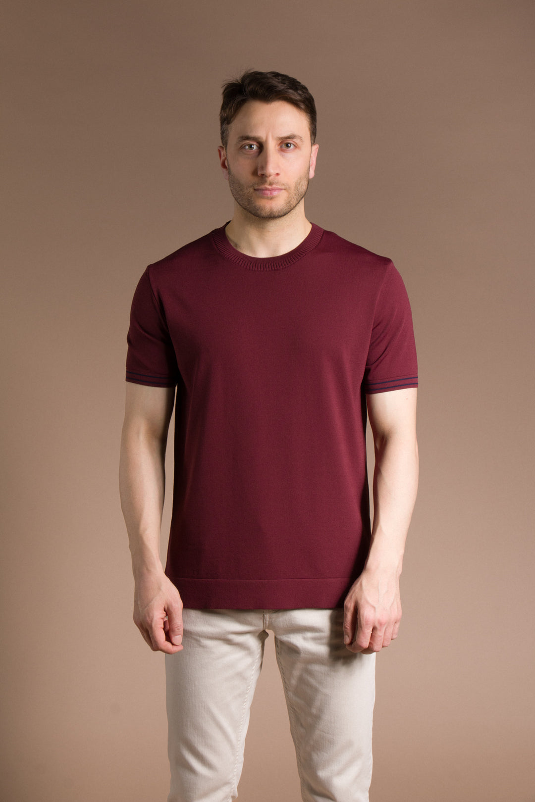 Yaka Detaylı Rayon Triko T-Shirt