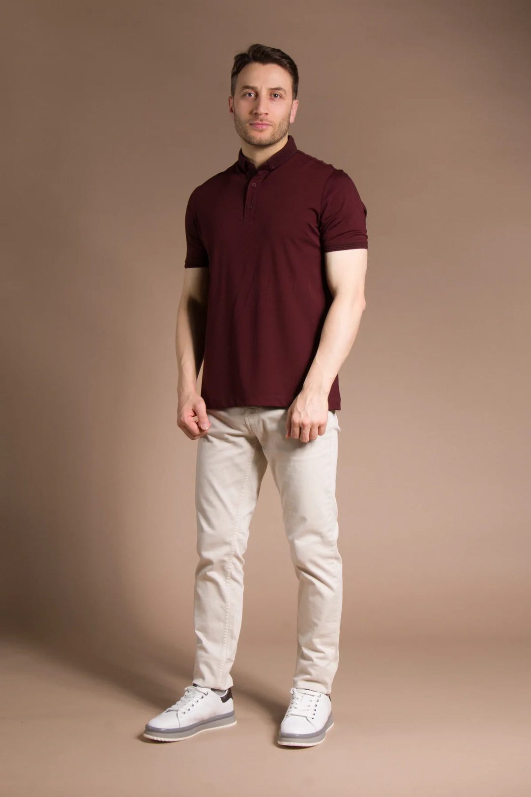 Triko Yakalı Düz Polo T-Shirt