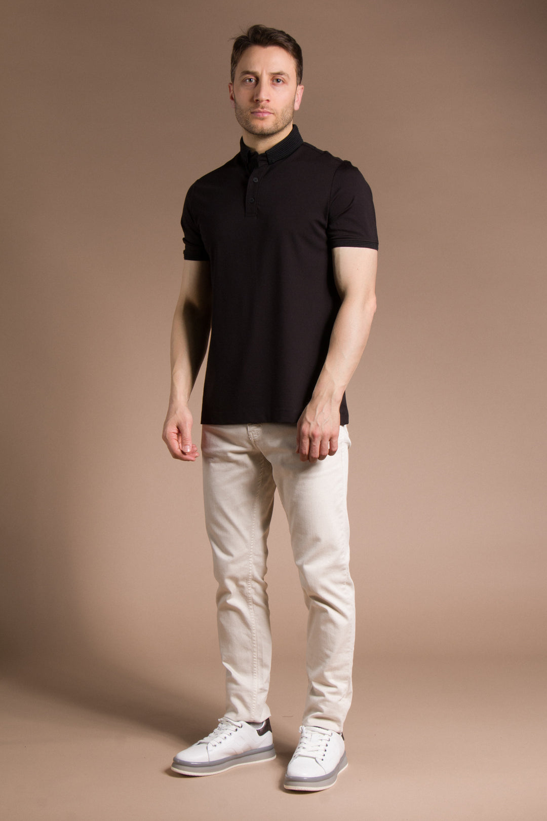 Triko Yakalı Düz Polo T-Shirt