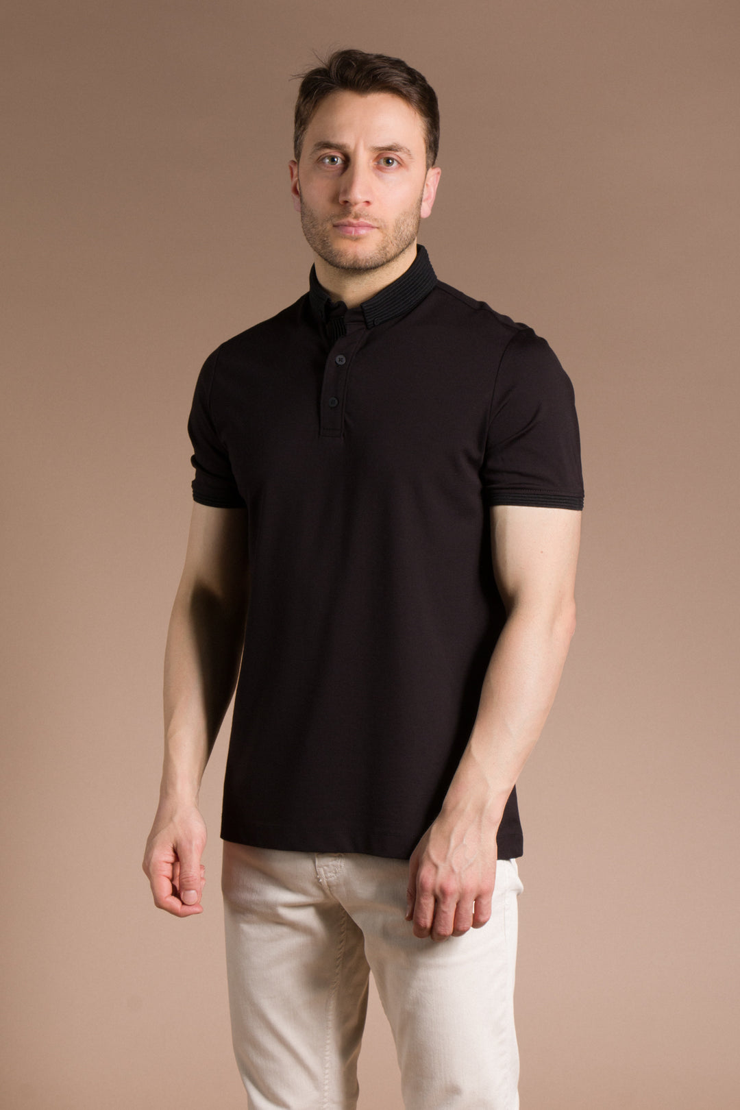 Triko Yakalı Düz Polo T-Shirt