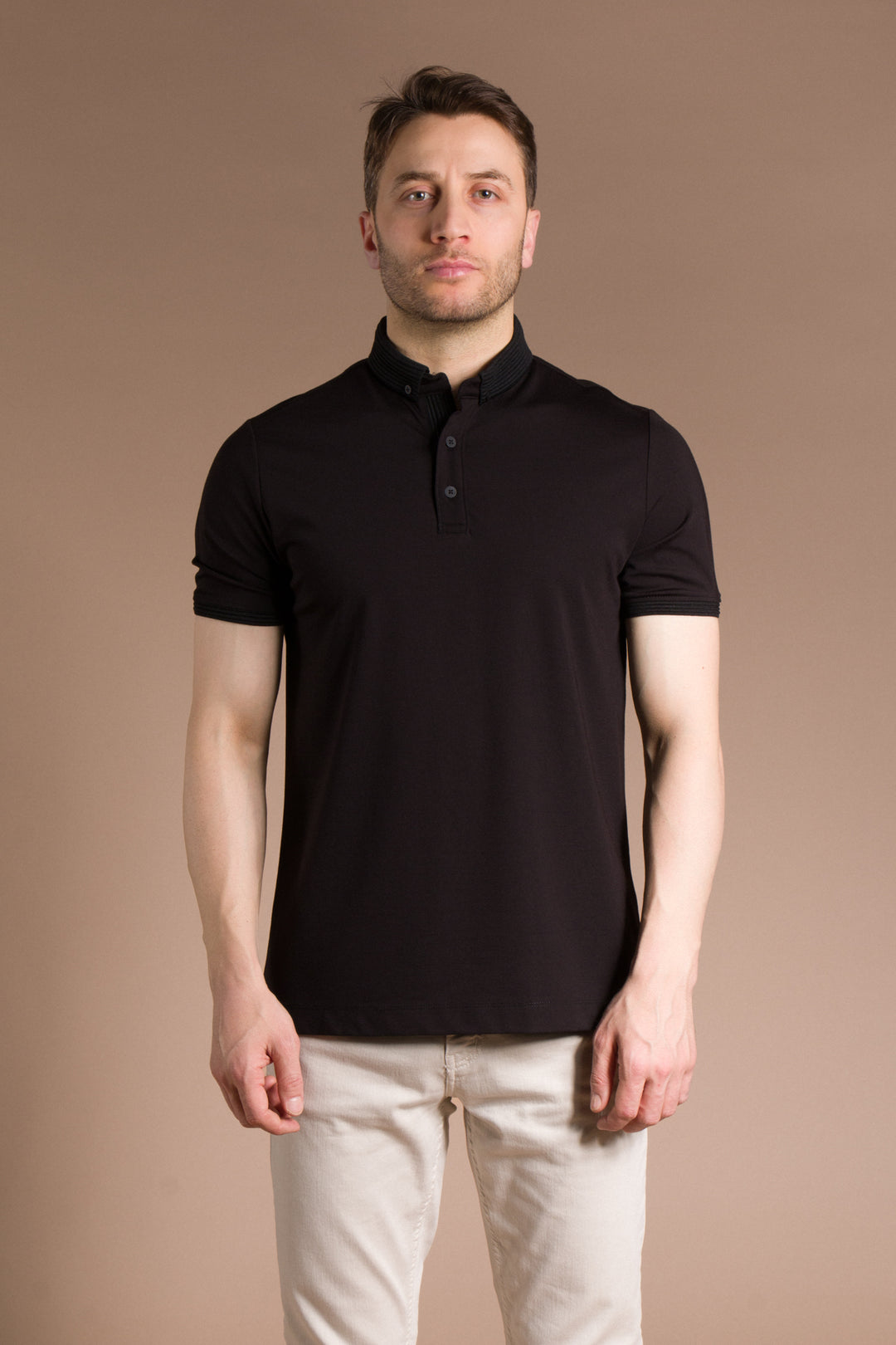 Triko Yakalı Düz Polo T-Shirt