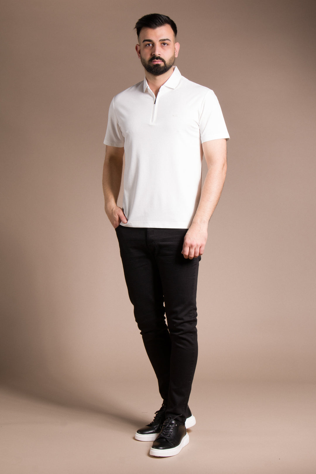Fermuar Detaylı Polo Yaka T-Shirt