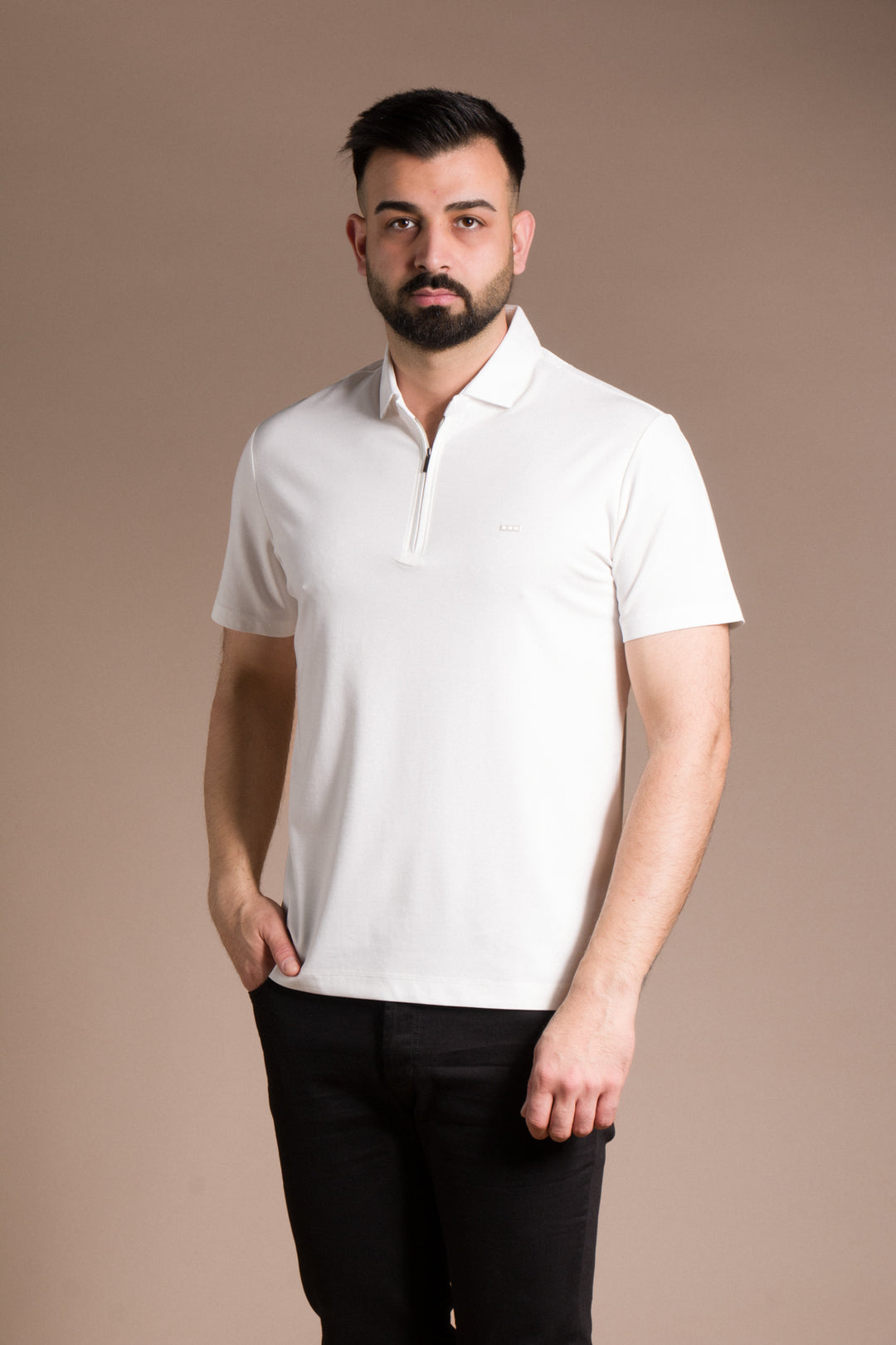 Fermuar Detaylı Polo Yaka T-Shirt