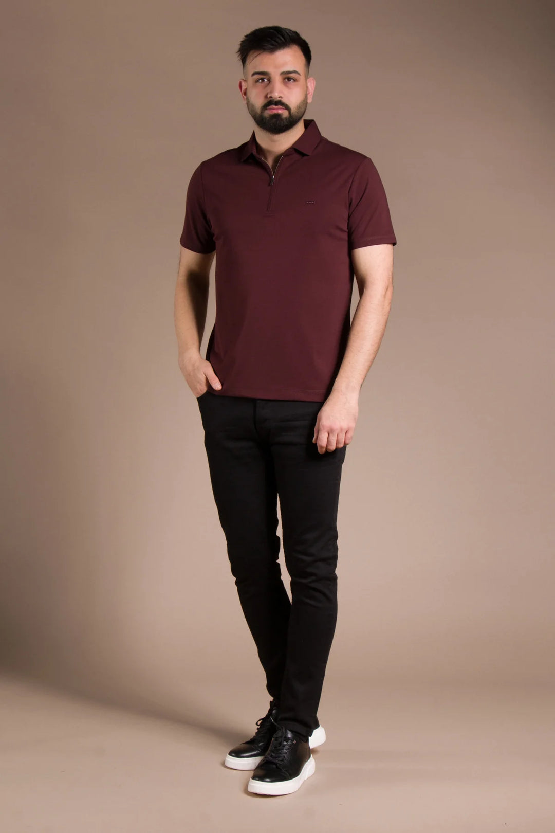 Fermuar Detaylı Polo Yaka T-Shirt