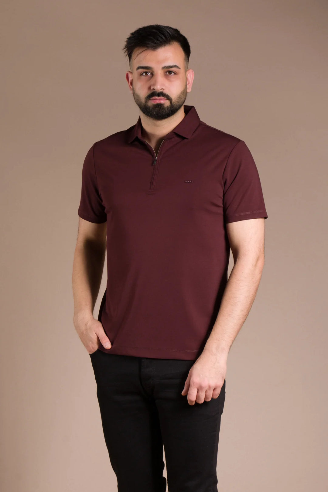 Fermuar Detaylı Polo Yaka T-Shirt