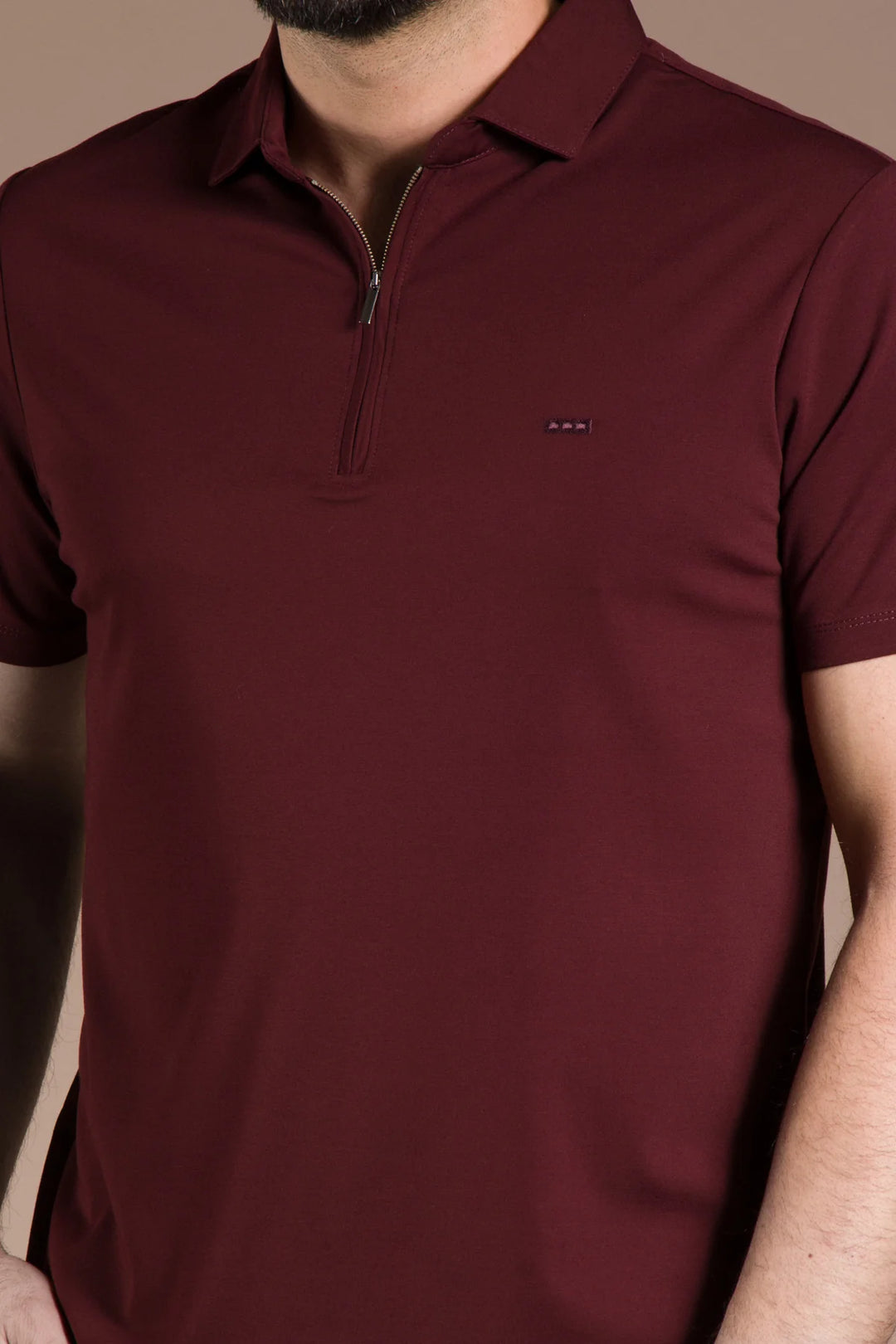 Fermuar Detaylı Polo Yaka T-Shirt