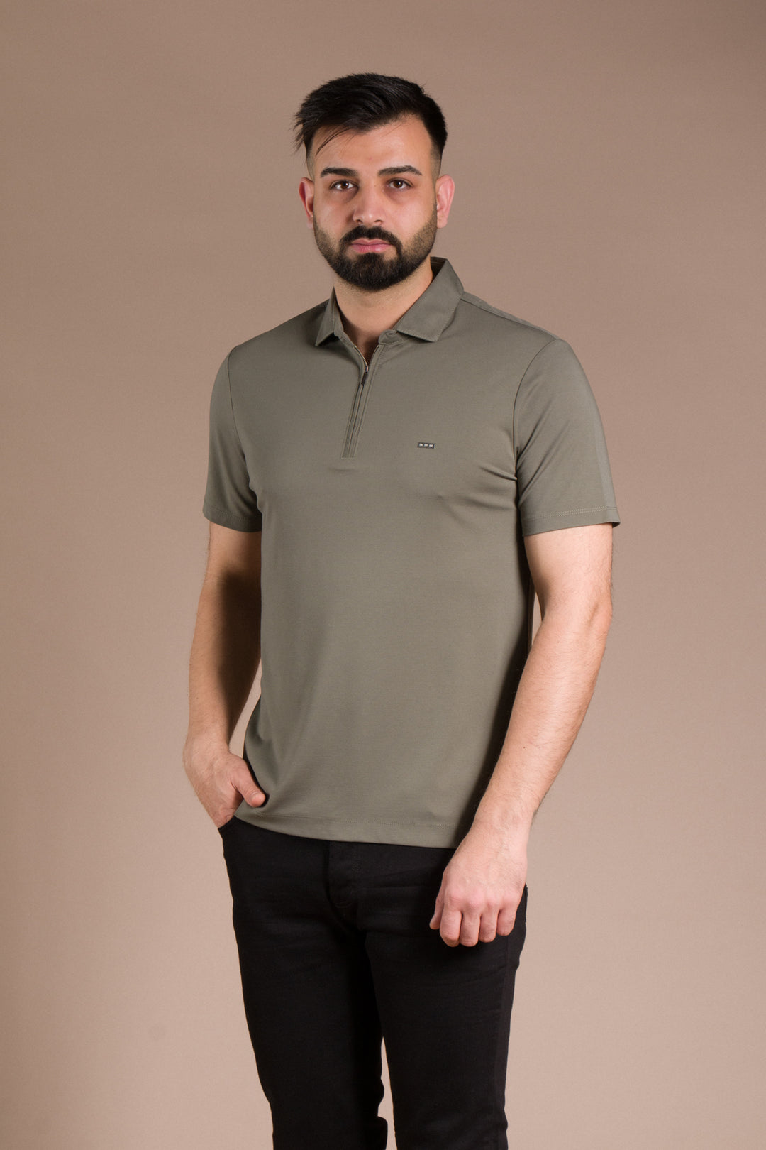 Fermuar Detaylı Polo Yaka T-Shirt