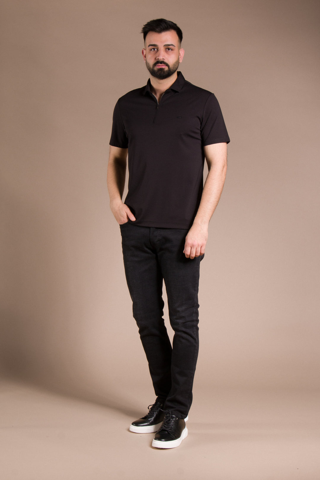 Fermuar Detaylı Polo Yaka T-Shirt