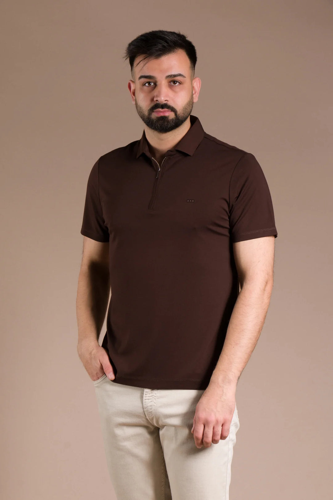 Fermuar Detaylı Polo Yaka T-Shirt