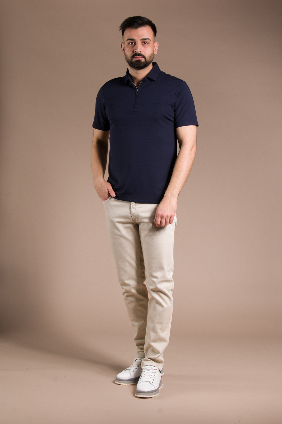 Fermuar Detaylı Polo Yaka T-Shirt