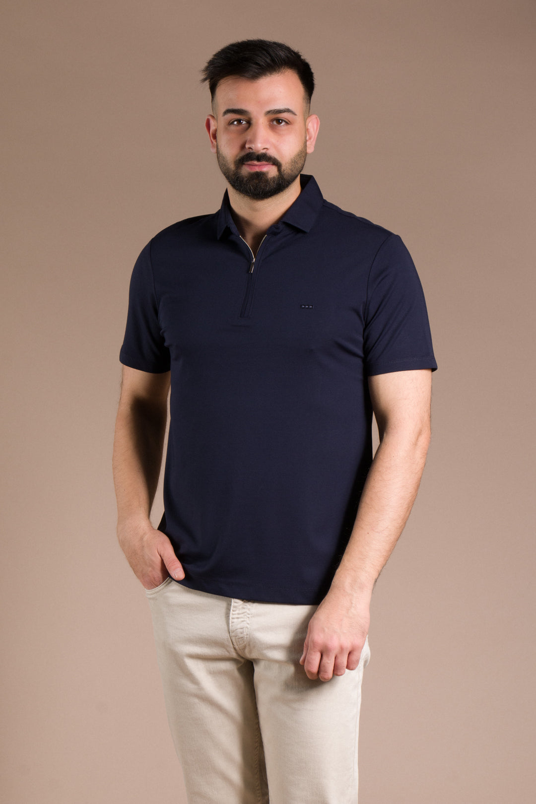 Fermuar Detaylı Polo Yaka T-Shirt