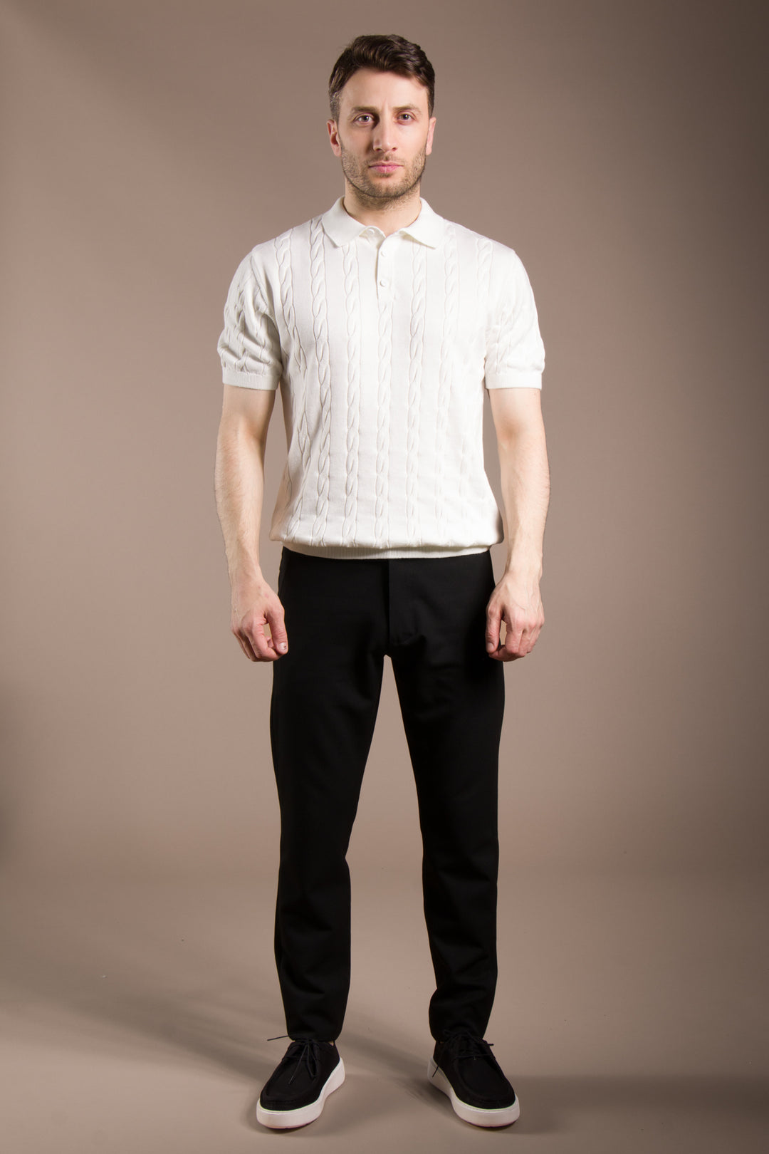 Örgü Desen Triko Polo T-Shirt