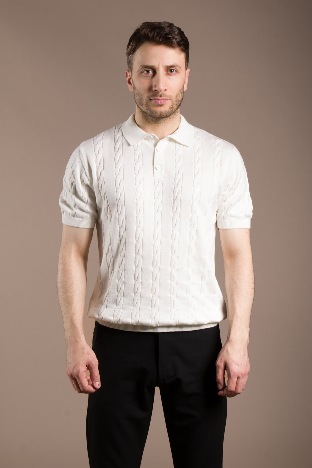 Örgü Desen Triko Polo T-Shirt