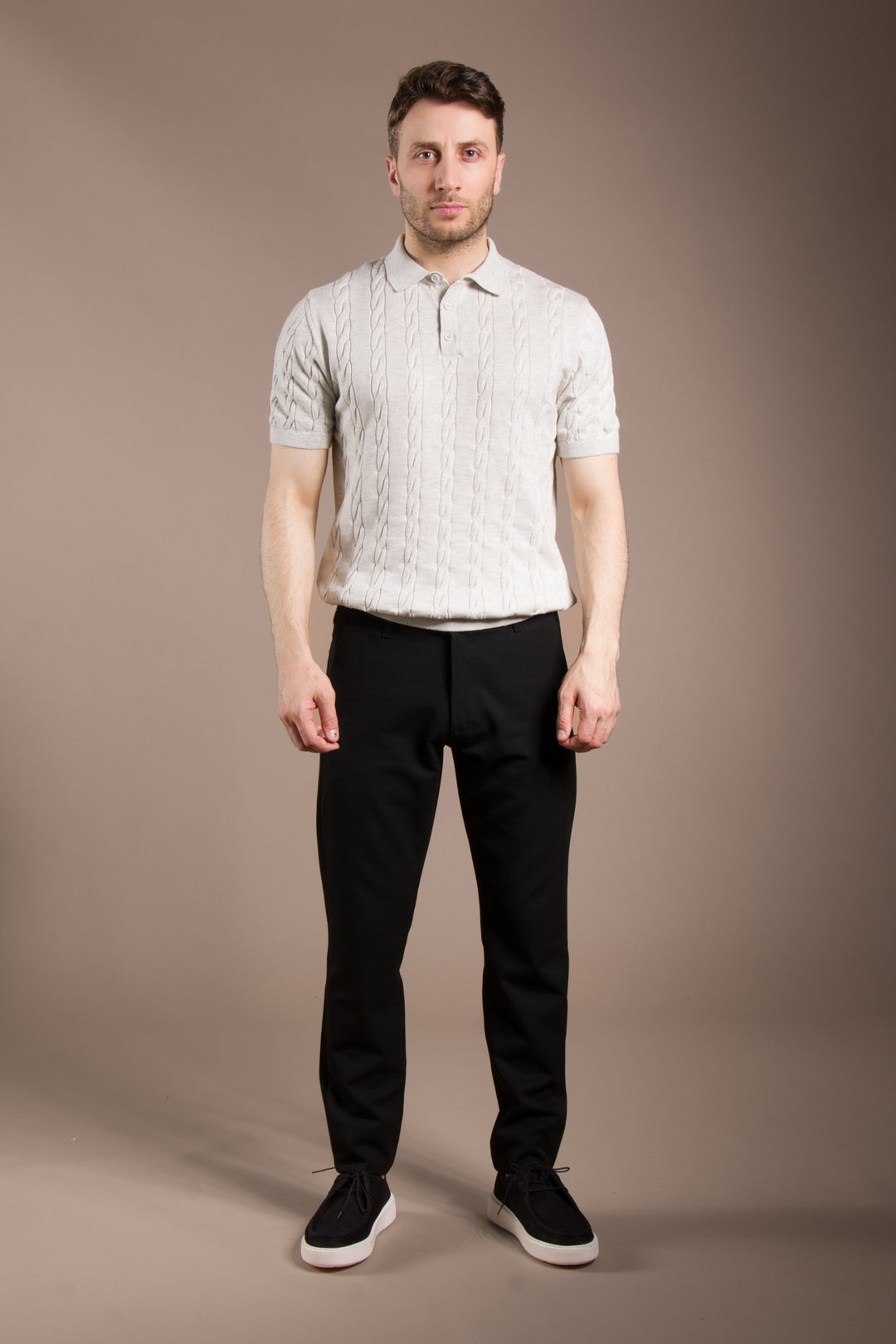 Örgü Desen Triko Polo T-Shirt