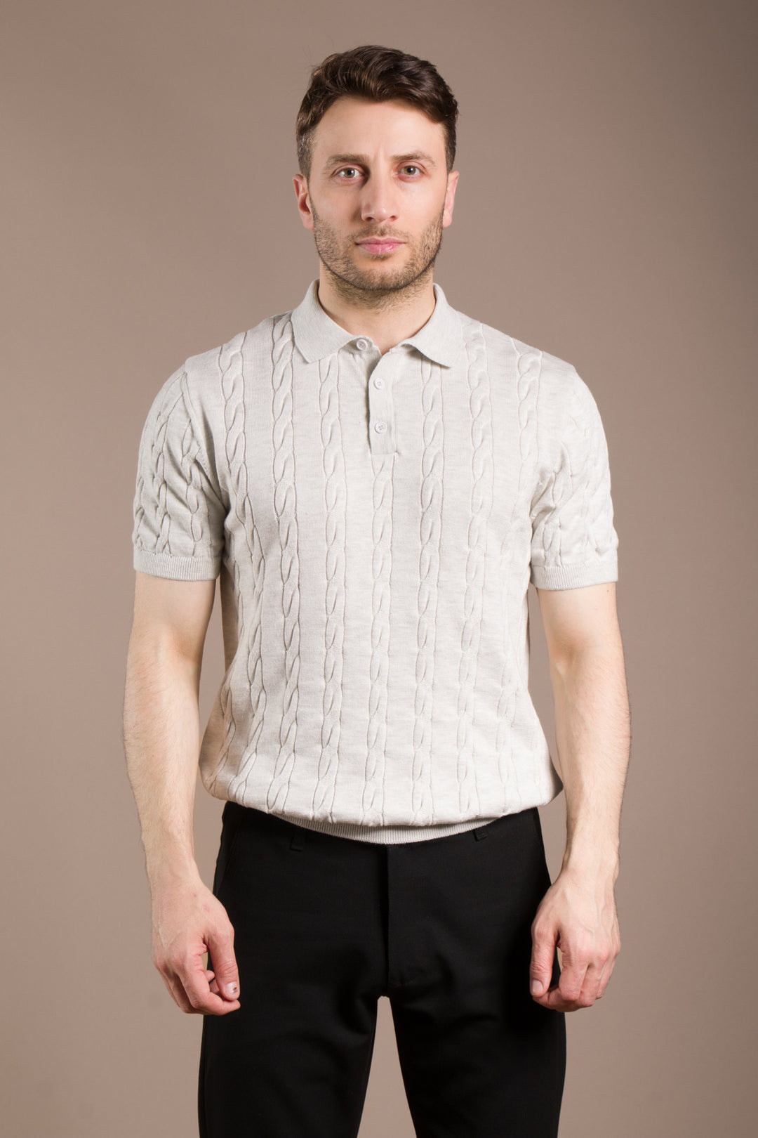 Örgü Desen Triko Polo T-Shirt