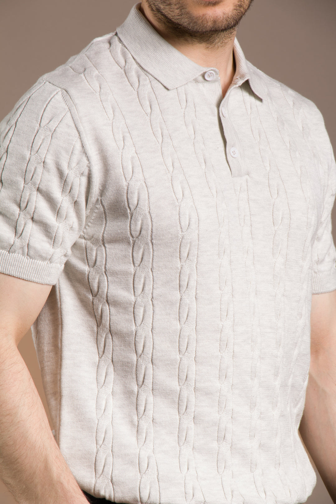Örgü Desen Triko Polo T-Shirt