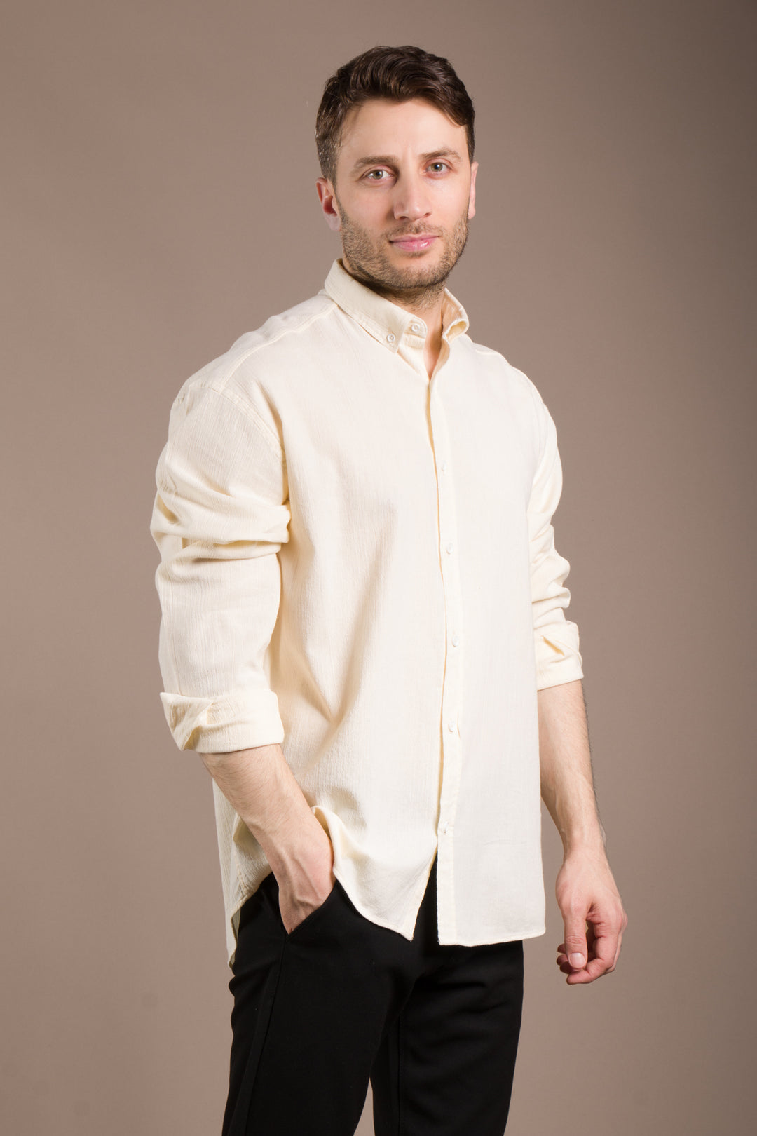 Krinkıl Oversize Keten Gömlek