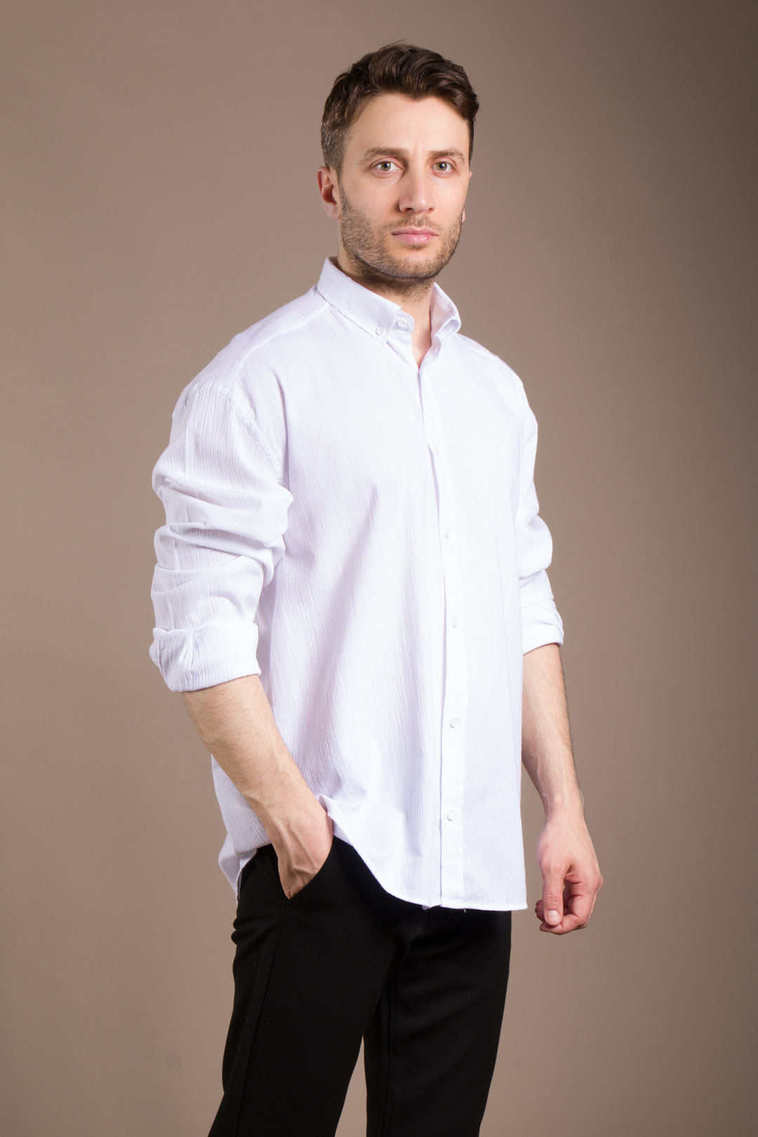 Krinkıl Oversize Keten Gömlek