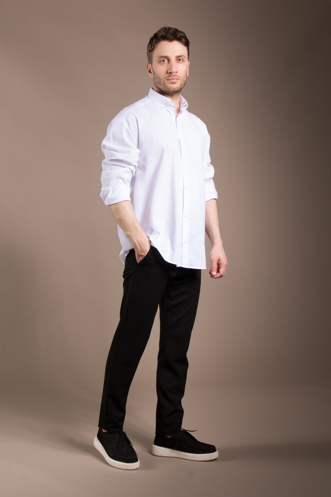 Krinkıl Oversize Keten Gömlek
