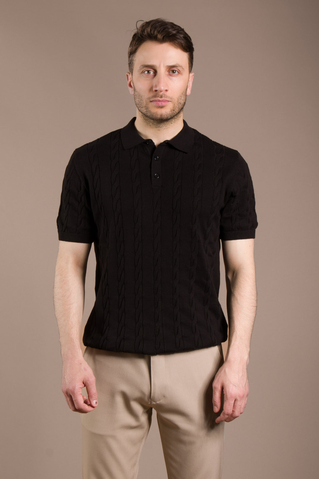 Örgü Desen Triko Polo T-Shirt