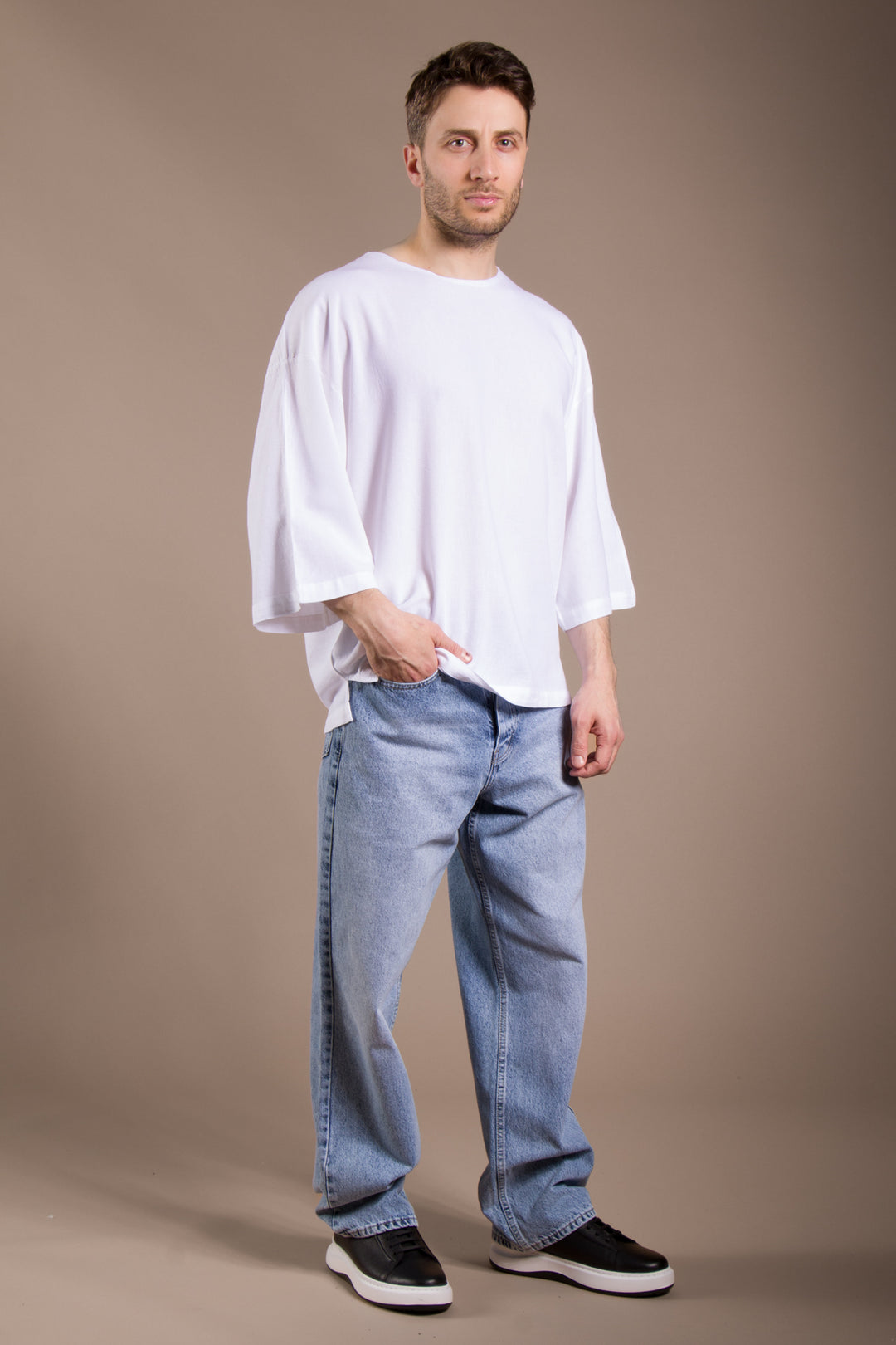 Oversize Viskon Fakir Kol T-Shirt