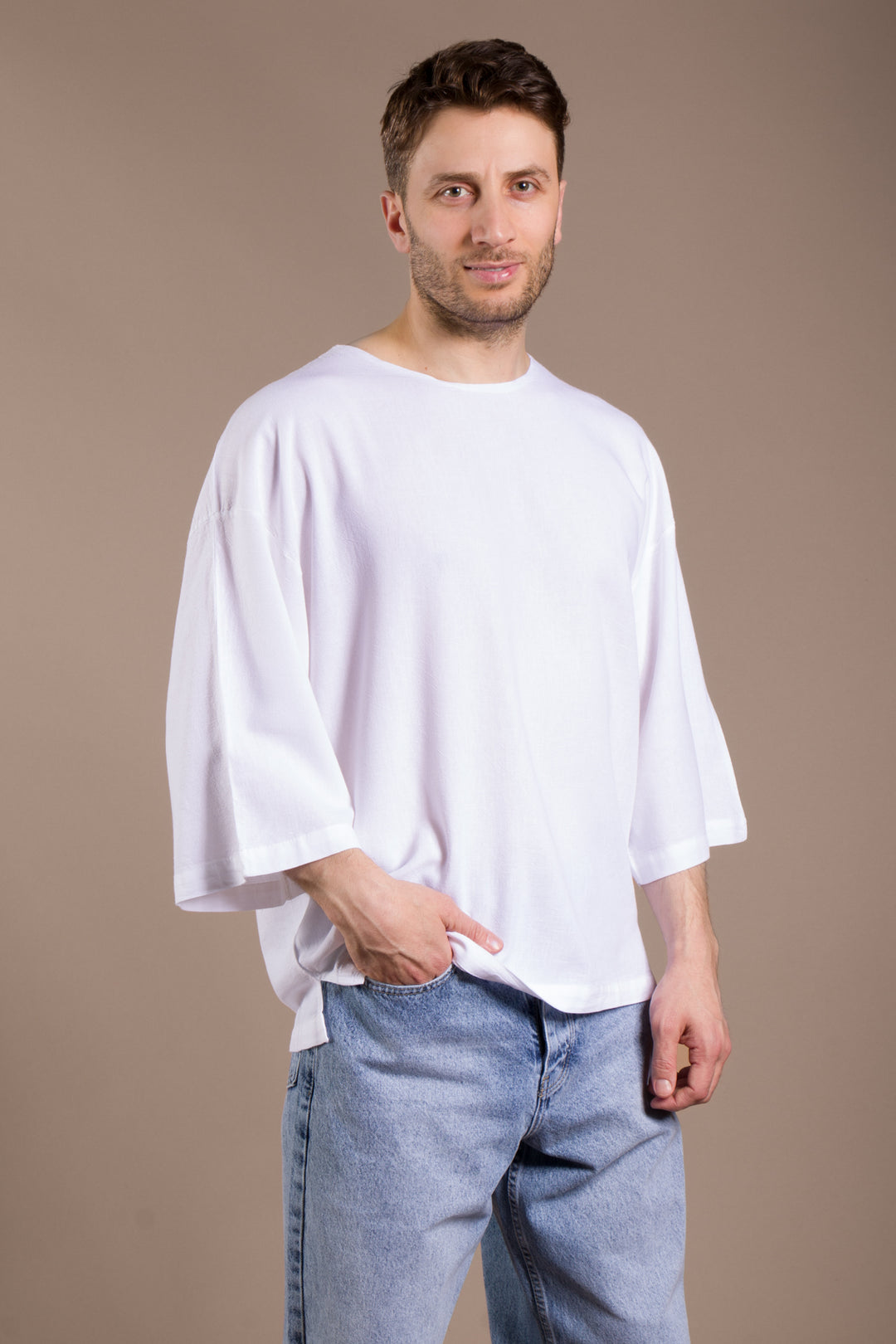 Oversize Viskon Fakir Kol T-Shirt