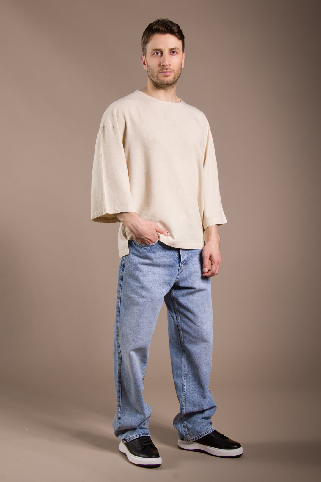 Oversize Viskon Fakir Kol T-Shirt