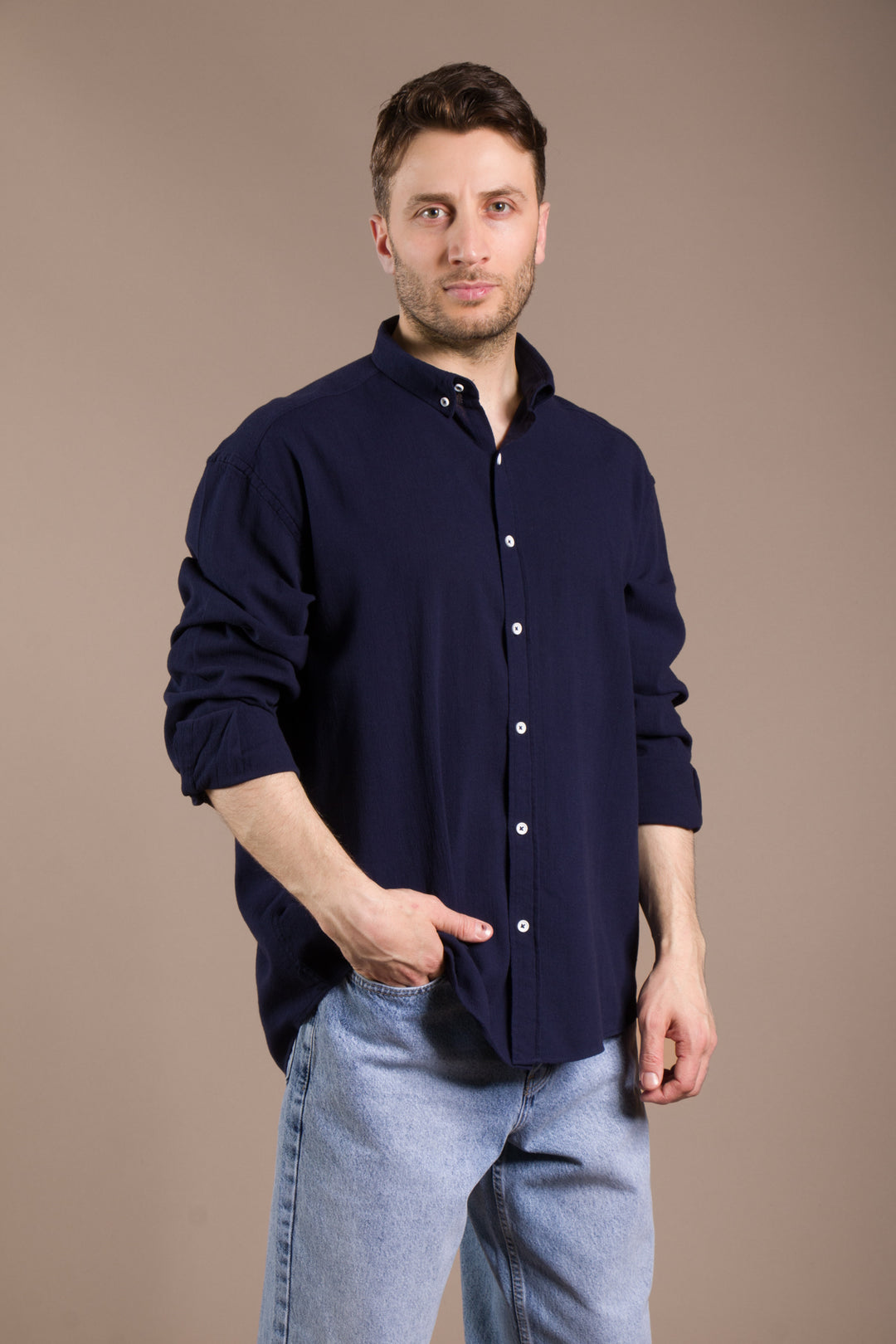 Krinkıl Oversize Keten Gömlek
