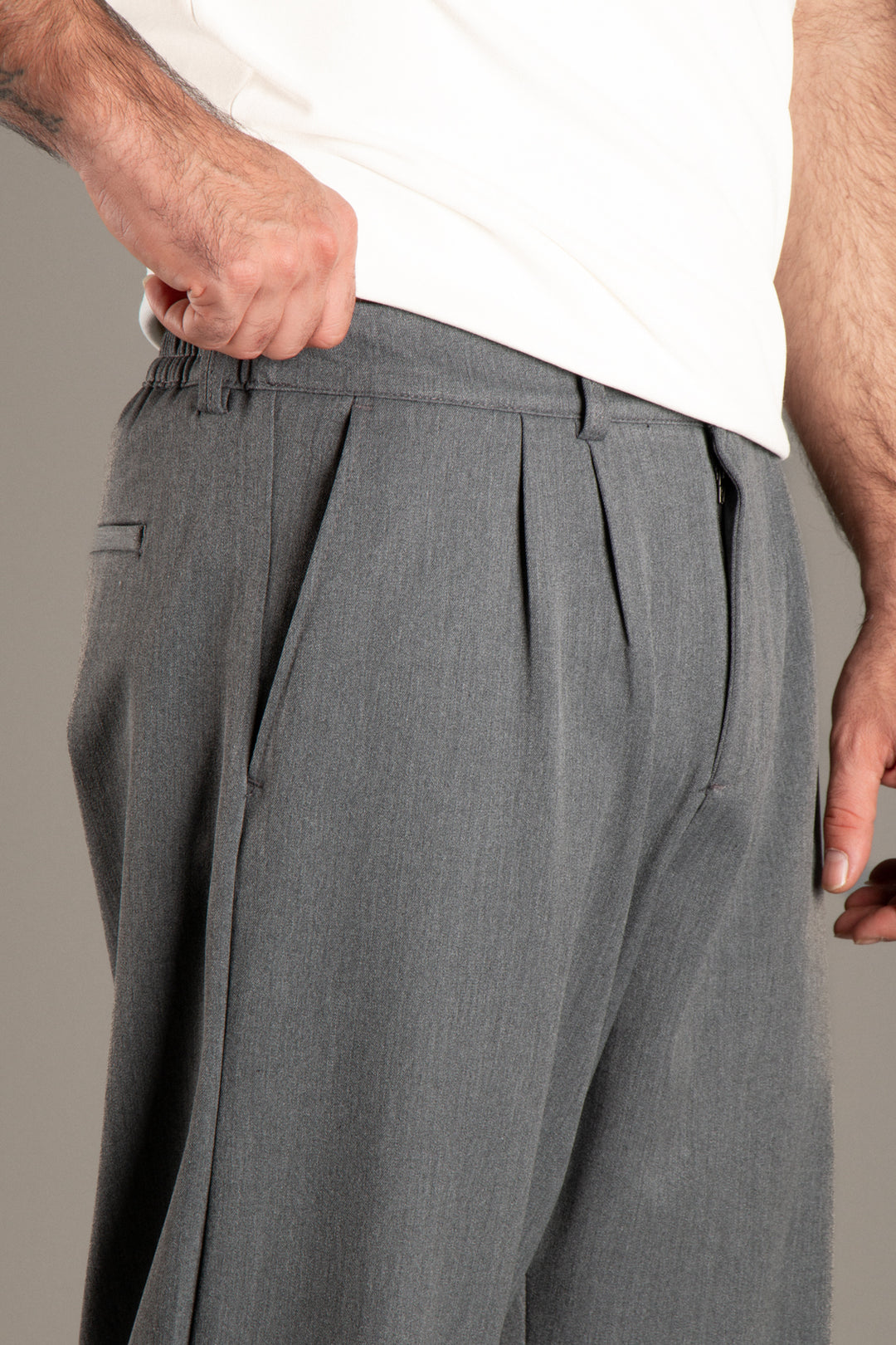 Likralı Kumaş Baggy Pantolon