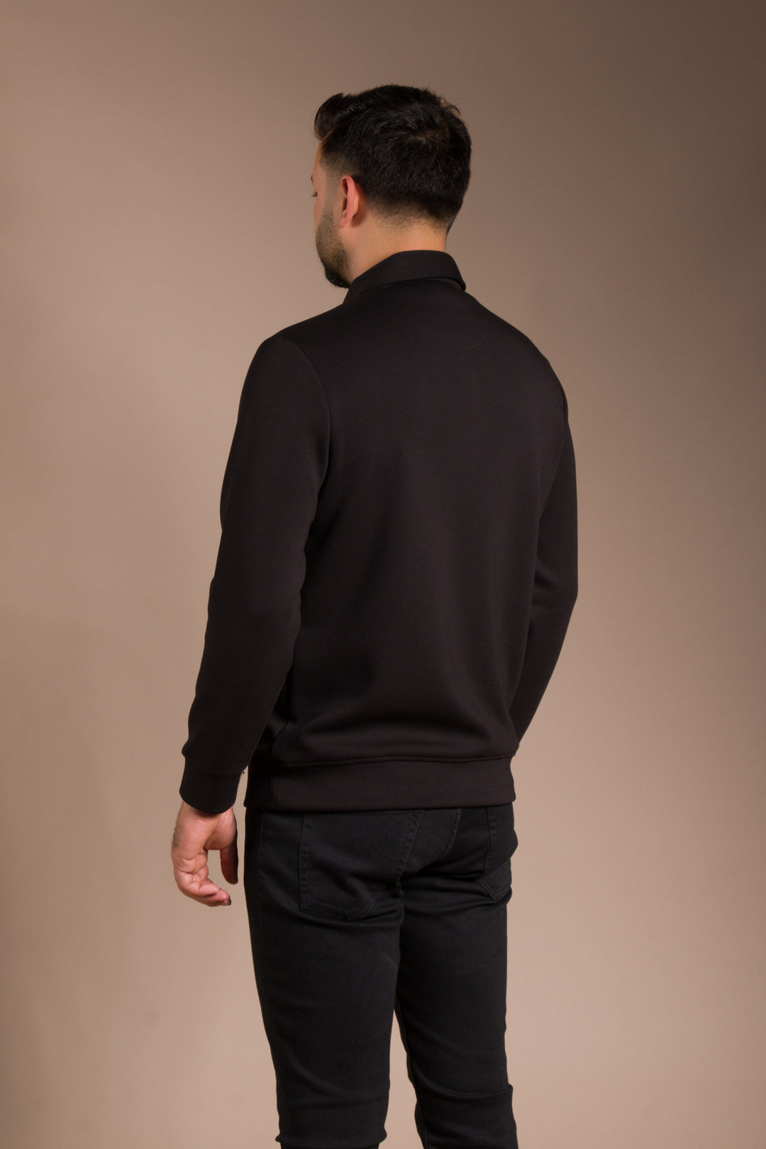 Siyah Polo Yaka Sweatshirt