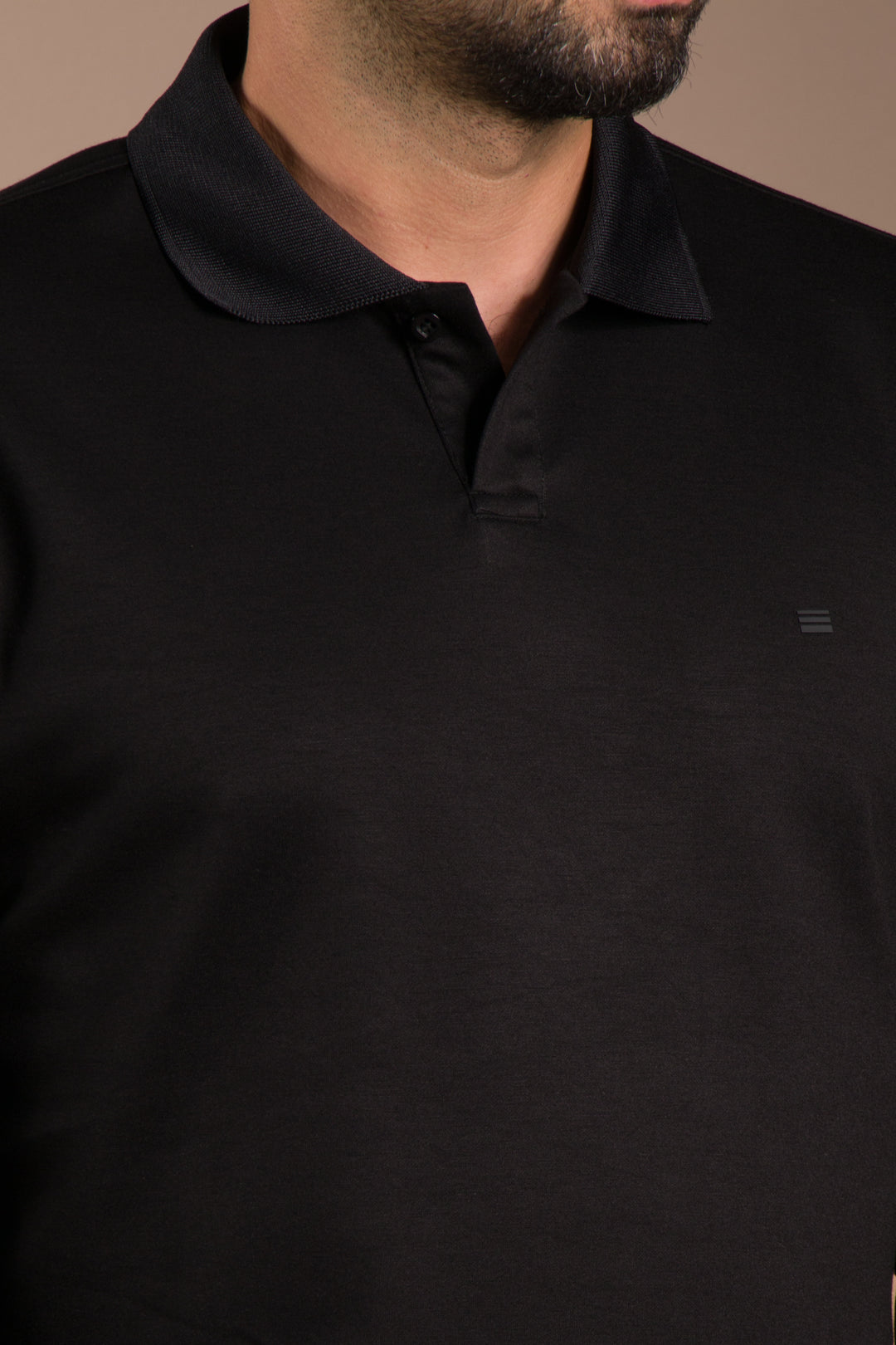 Siyah Polo Yaka Soft Sweatshirt