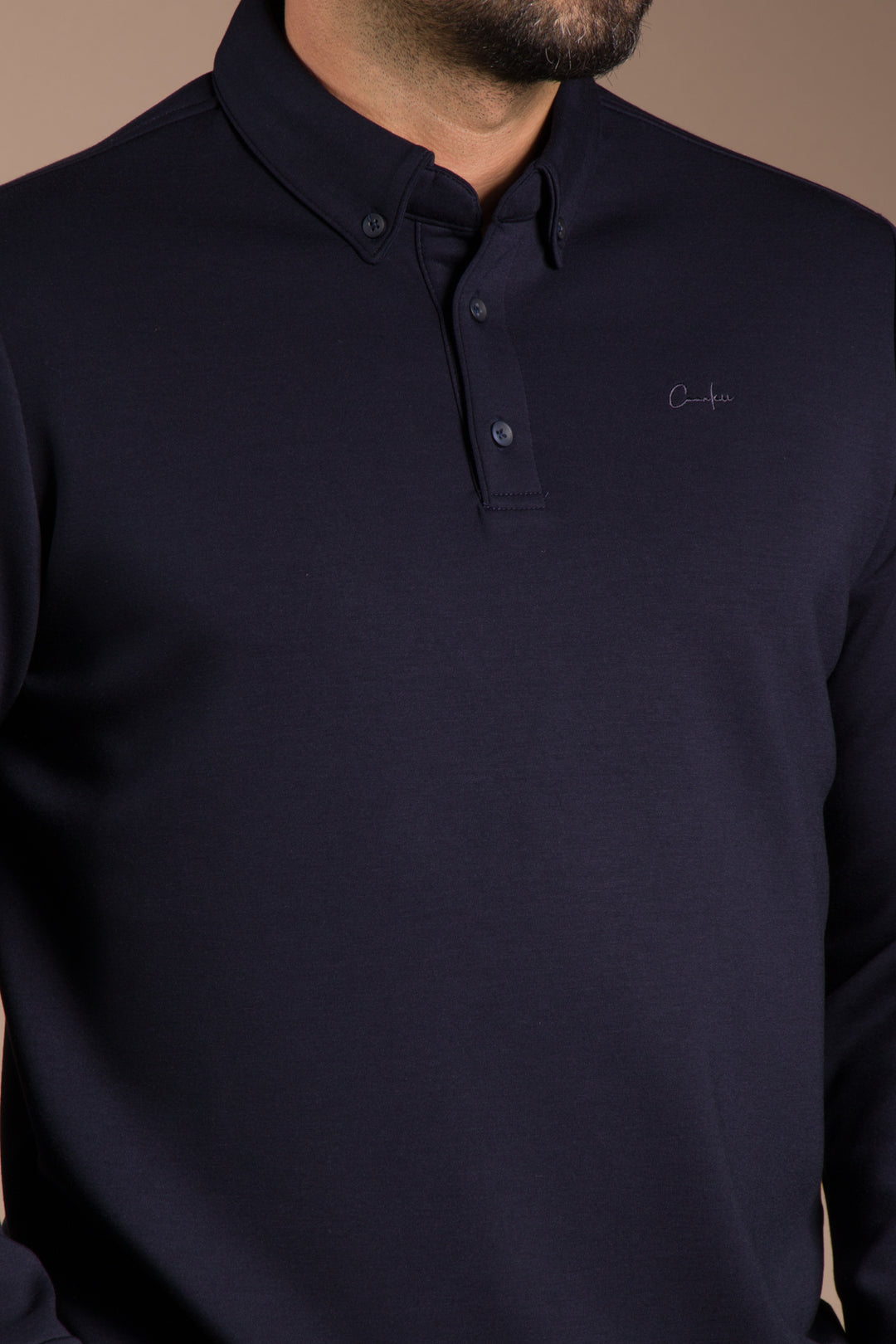 Lacivert Polo Yaka Sweatshirt