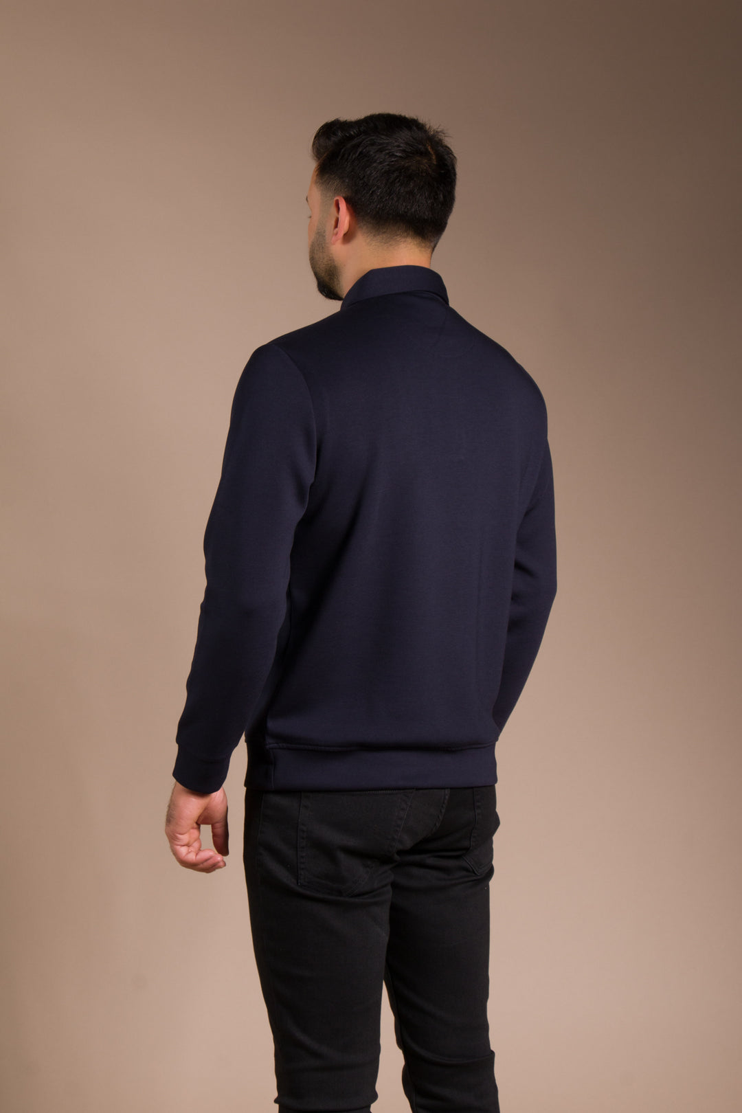 Lacivert Polo Yaka Sweatshirt