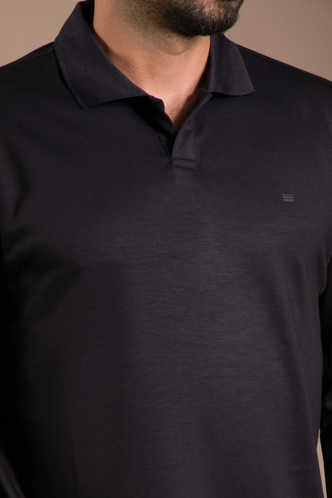 Lacivert Polo Yaka Soft Sweatshirt