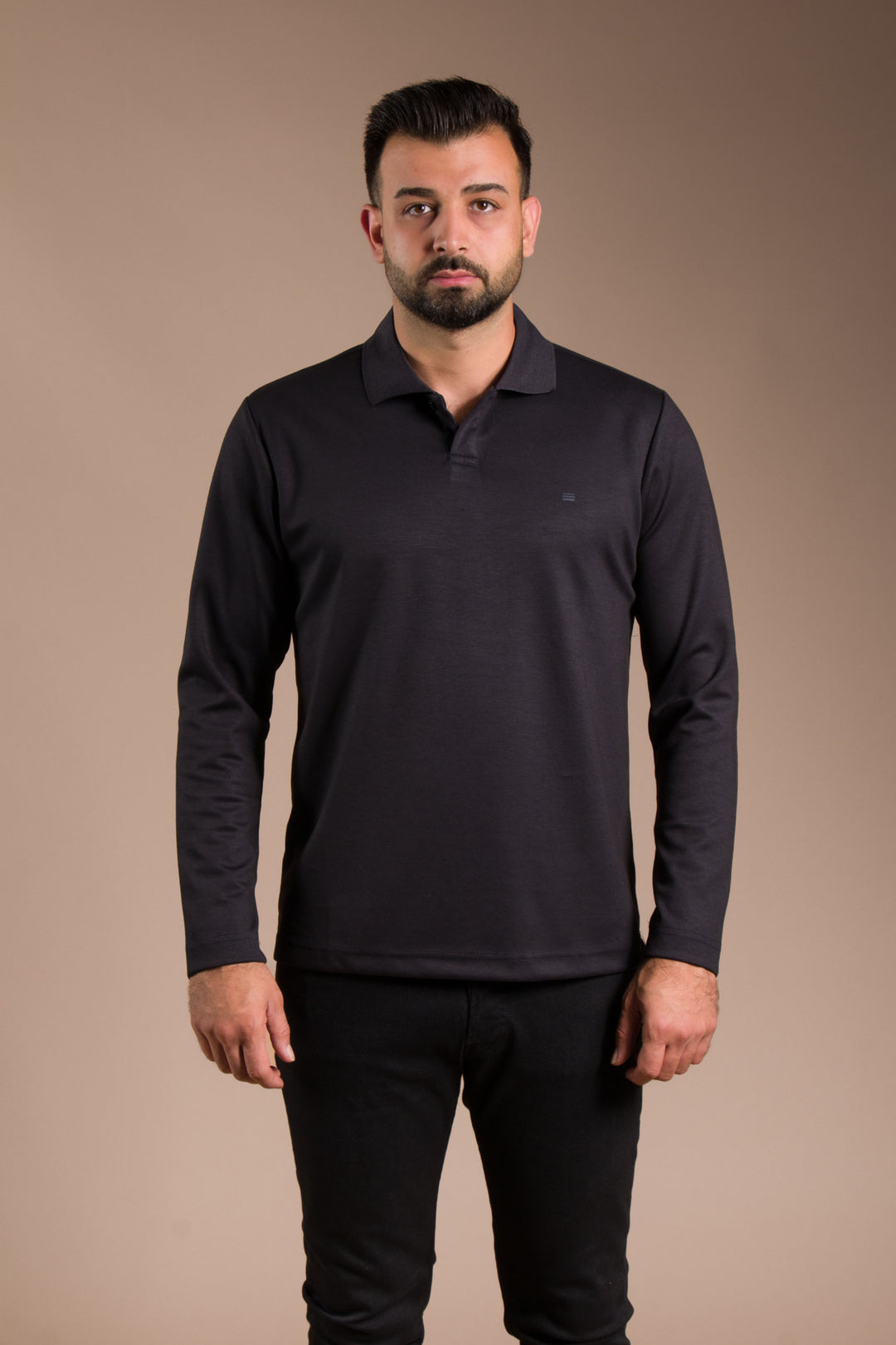 Lacivert Polo Yaka Soft Sweatshirt