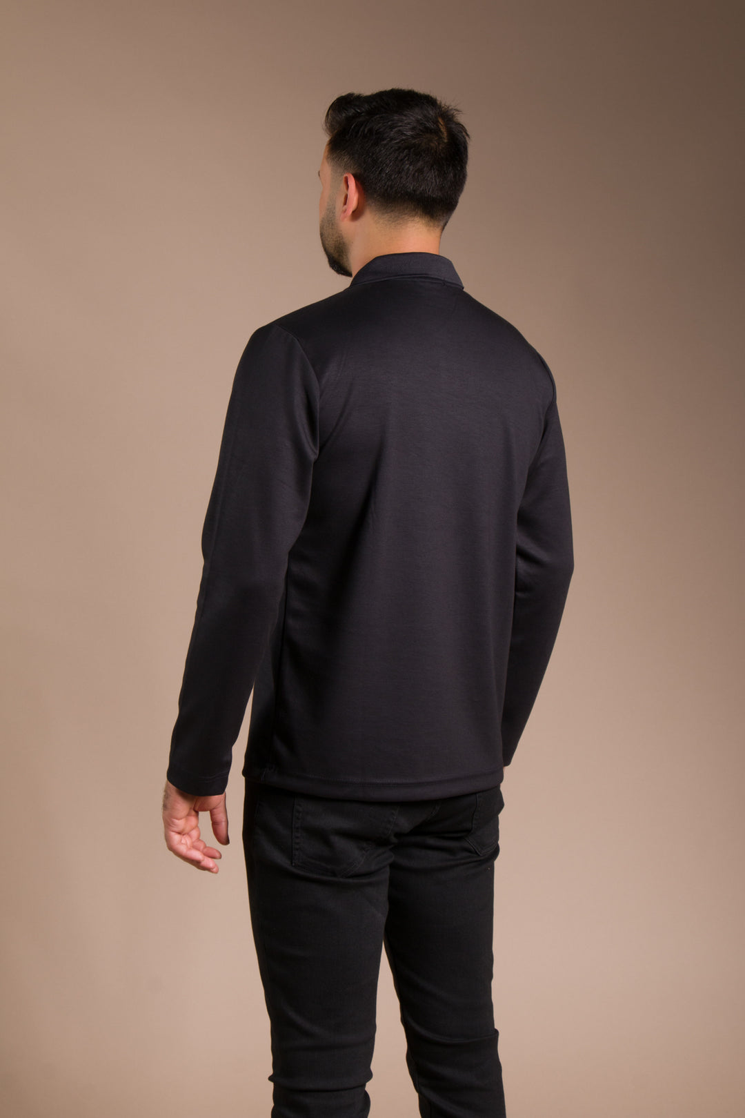 Lacivert Polo Yaka Soft Sweatshirt