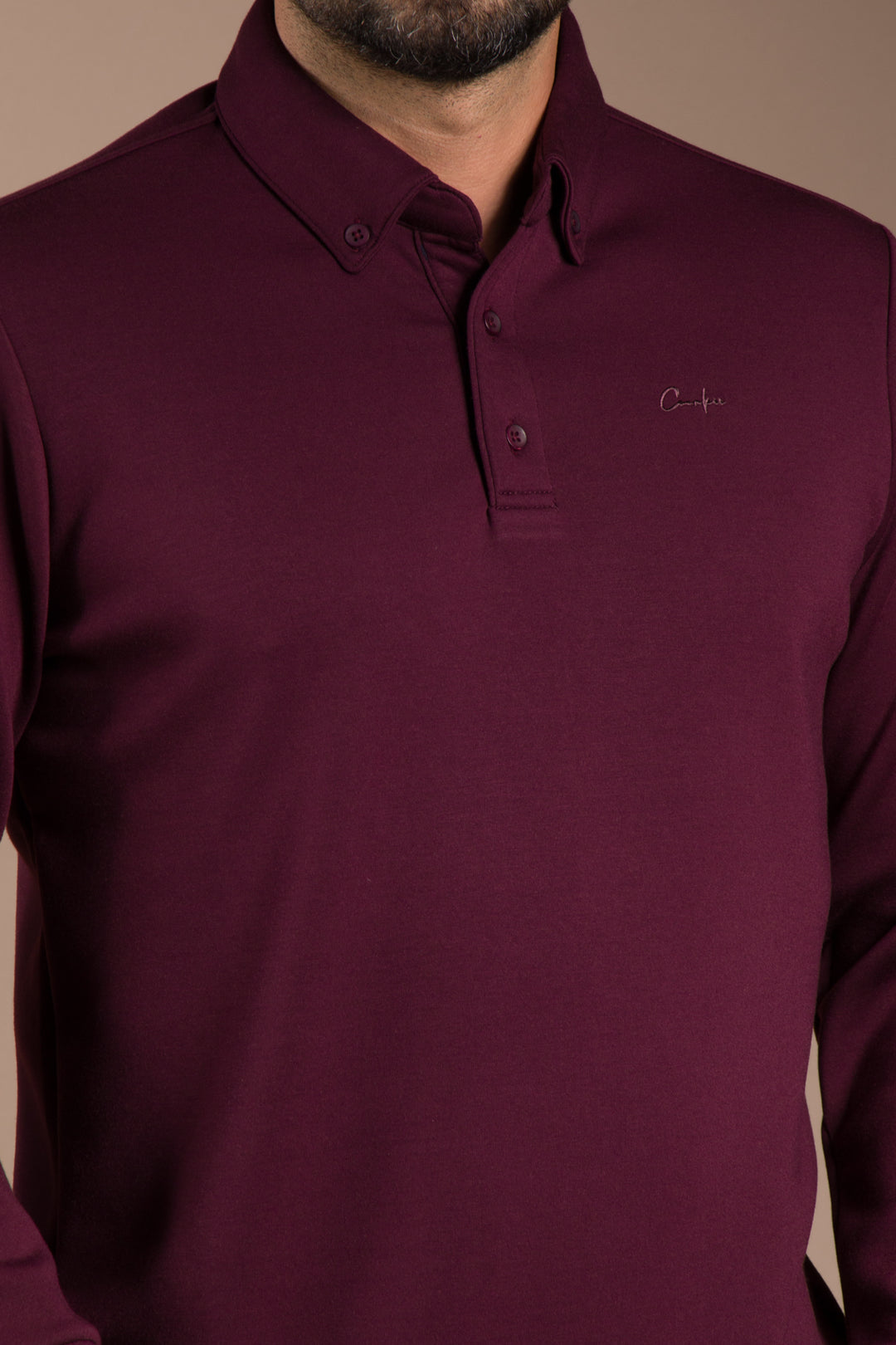 Bordo Polo Yaka Sweatshirt
