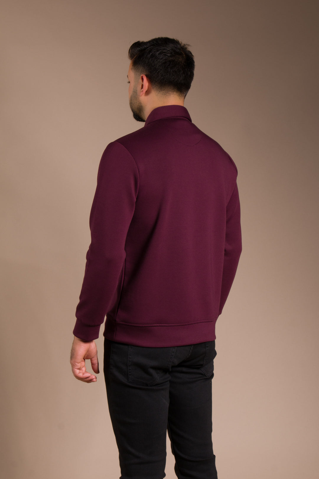 Bordo Polo Yaka Sweatshirt