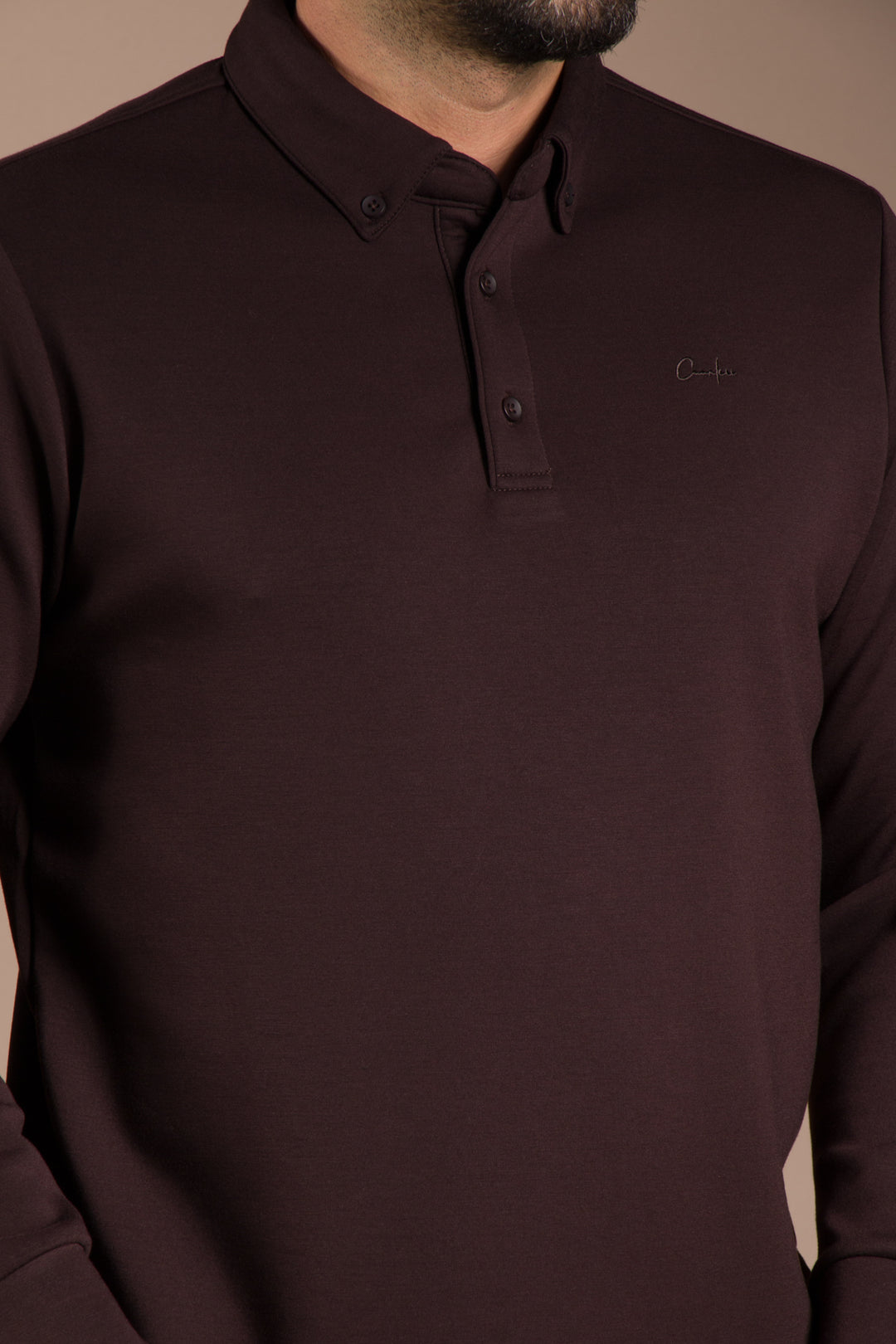 Kahve Polo Yaka Sweatshirt